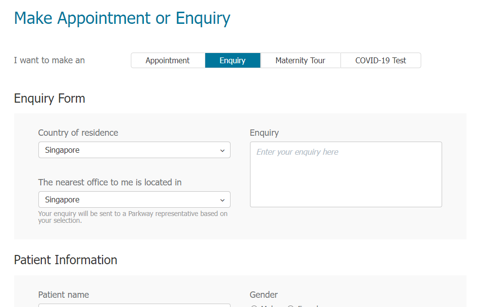 Gleneagles Singapore Enquiry
